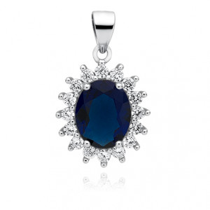 Pandantiv argint cu piatra albastra DiAmanti Z0685C1_BL-DIA (Argint 925‰ 3,2 g.)